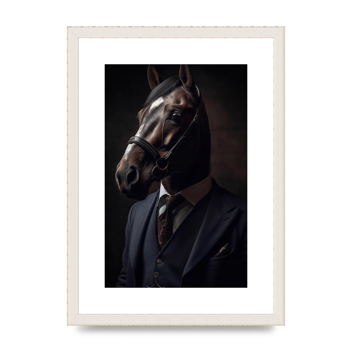 Sophisticated Horse Portrait in Blue Suit: Classy Animal Art