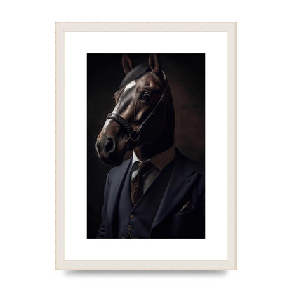 Sophisticated Horse Portrait in Blue Suit: Classy Animal Art