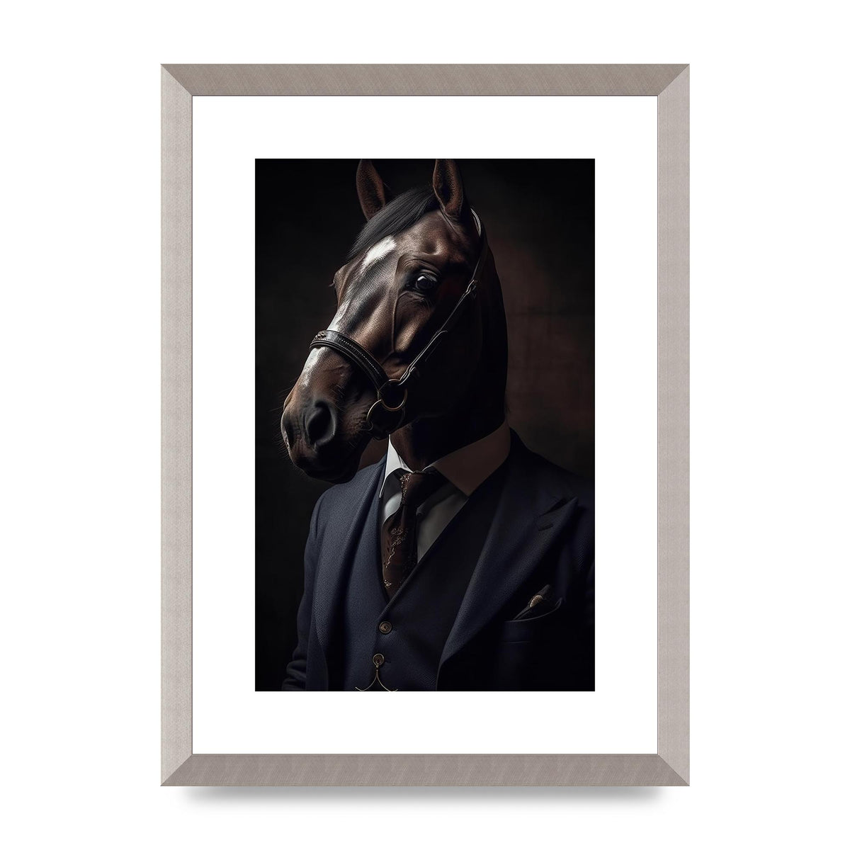 Sophisticated Horse Portrait in Blue Suit: Classy Animal Art