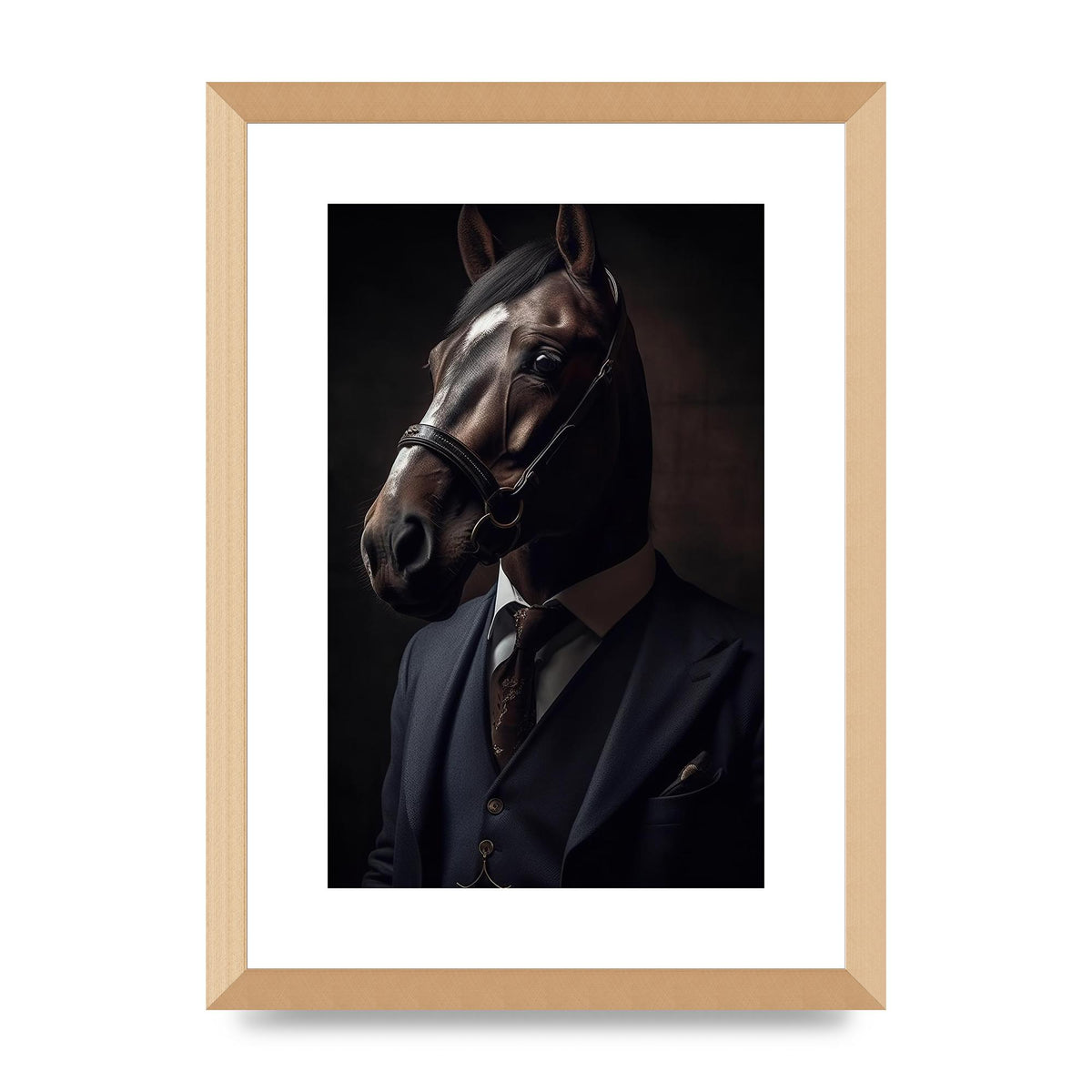 Sophisticated Horse Portrait in Blue Suit: Classy Animal Art