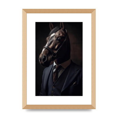 Sophisticated Horse Portrait in Blue Suit: Classy Animal Art