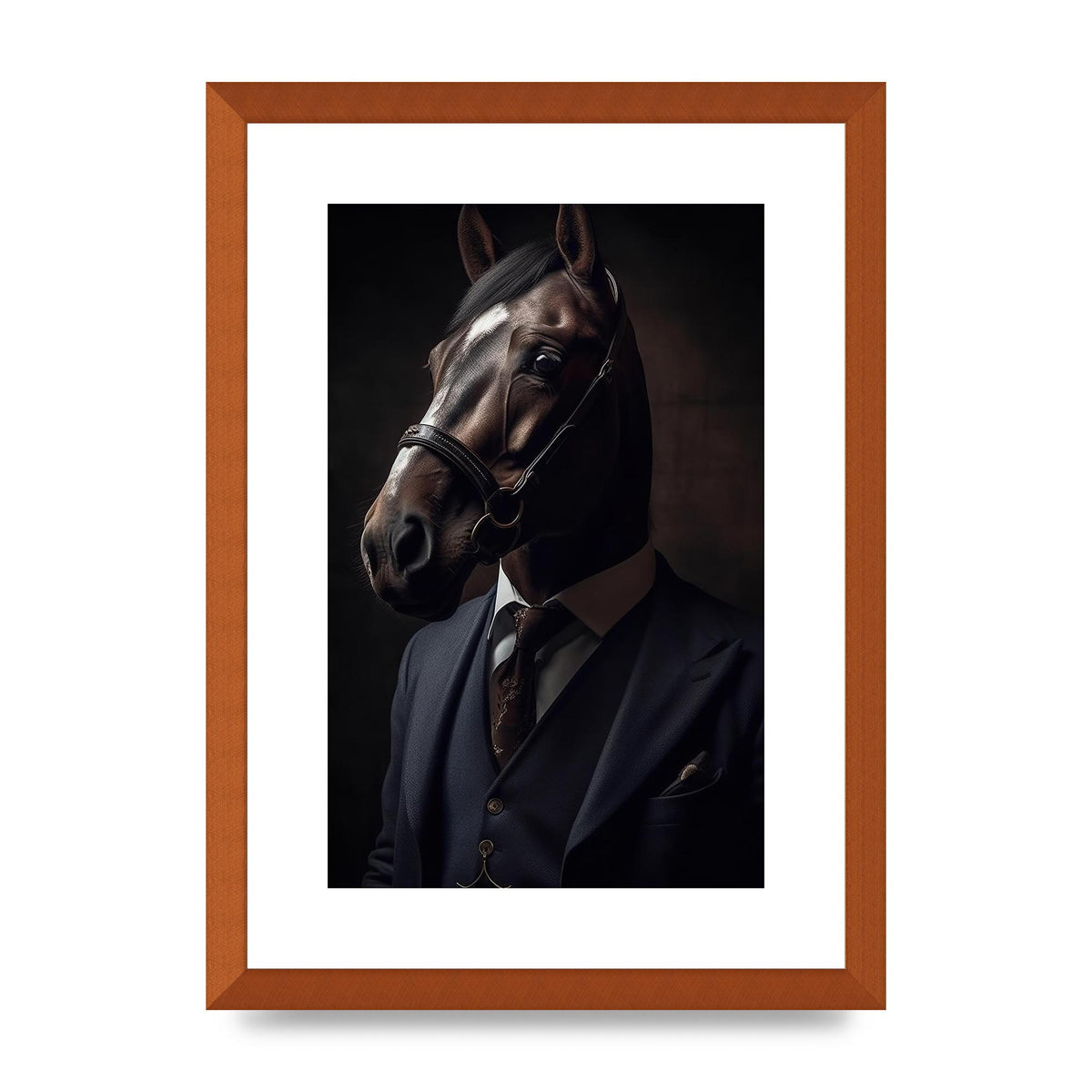 Sophisticated Horse Portrait in Blue Suit: Classy Animal Art