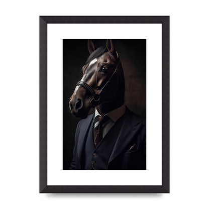 Sophisticated Horse Portrait in Blue Suit: Classy Animal Art