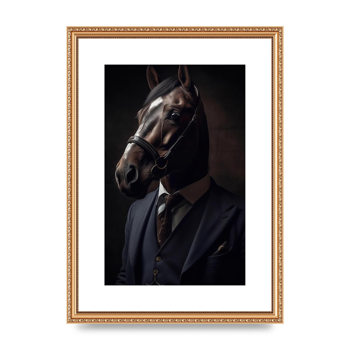 Sophisticated Horse Portrait in Blue Suit: Classy Animal Art