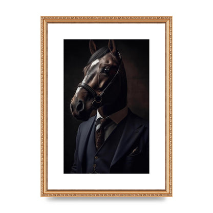 Sophisticated Horse Portrait in Blue Suit: Classy Animal Art