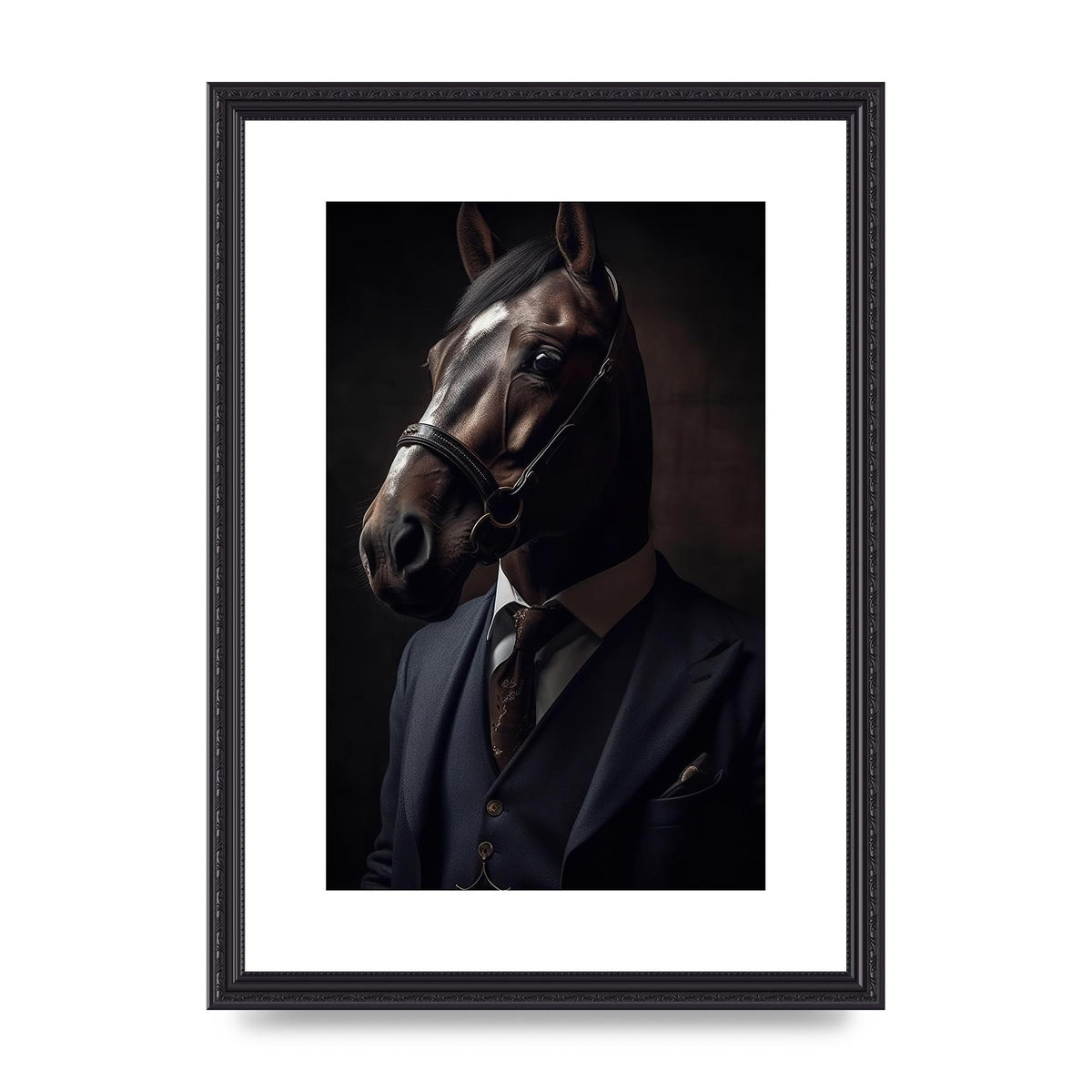 Sophisticated Horse Portrait in Blue Suit: Classy Animal Art