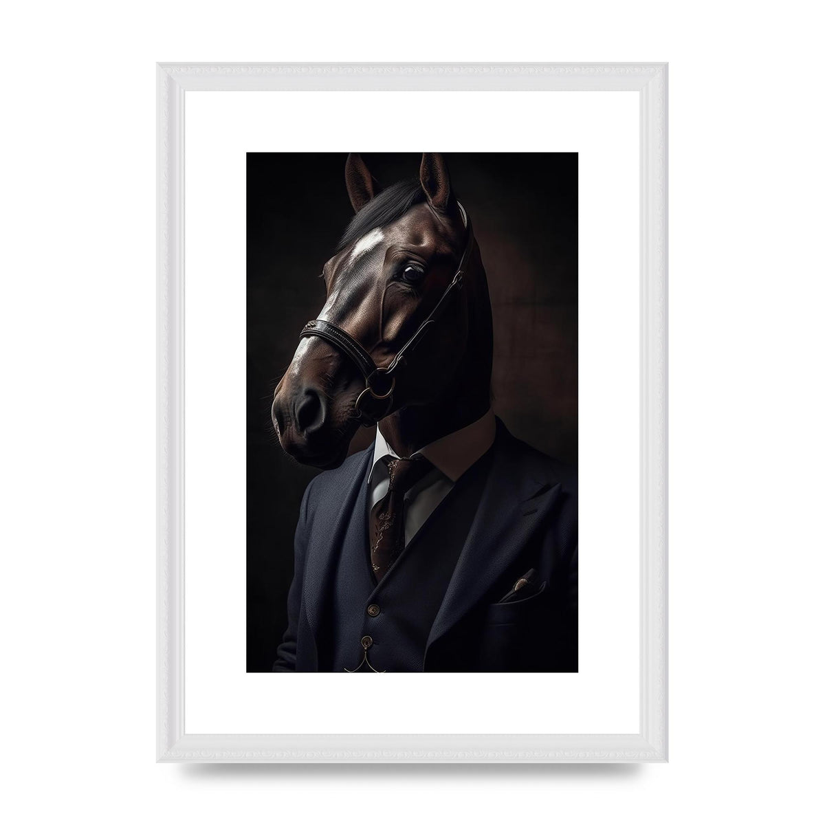Sophisticated Horse Portrait in Blue Suit: Classy Animal Art
