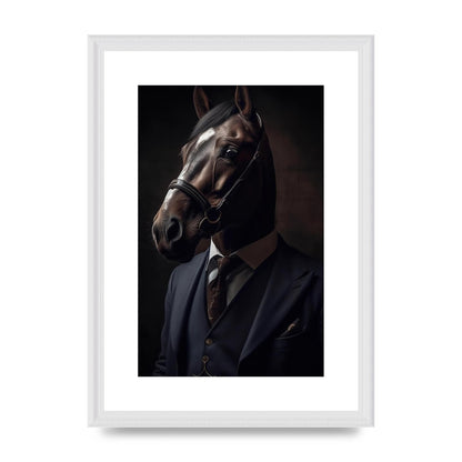 Sophisticated Horse Portrait in Blue Suit: Classy Animal Art