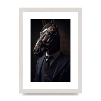 Sophisticated Horse Portrait in Blue Suit: Classy Animal Art