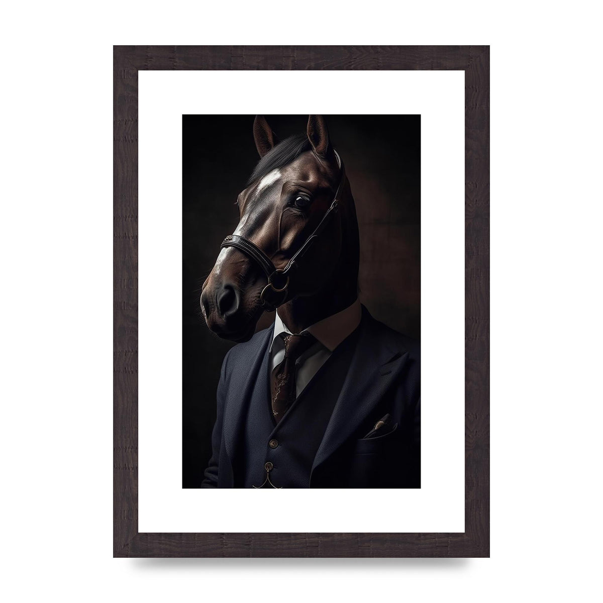 Sophisticated Horse Portrait in Blue Suit: Classy Animal Art