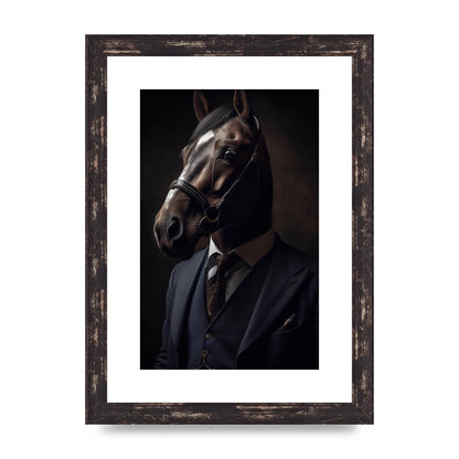 Sophisticated Horse Portrait in Blue Suit: Classy Animal Art