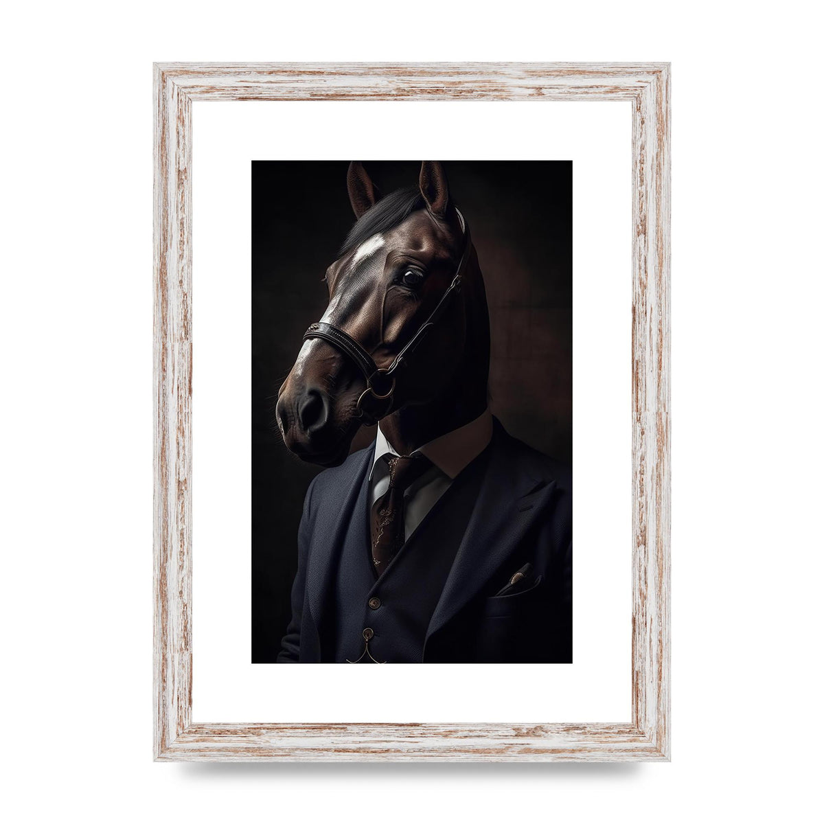 Sophisticated Horse Portrait in Blue Suit: Classy Animal Art
