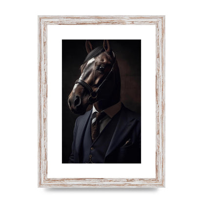 Sophisticated Horse Portrait in Blue Suit: Classy Animal Art