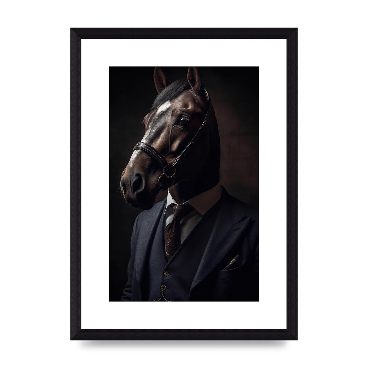 Sophisticated Horse Portrait in Blue Suit: Classy Animal Art