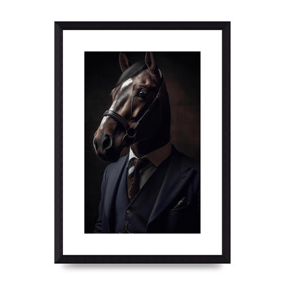 Sophisticated Horse Portrait in Blue Suit: Classy Animal Art