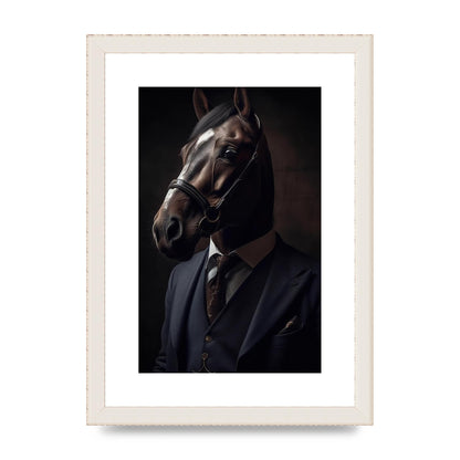 Sophisticated Horse Portrait in Blue Suit: Classy Animal Art