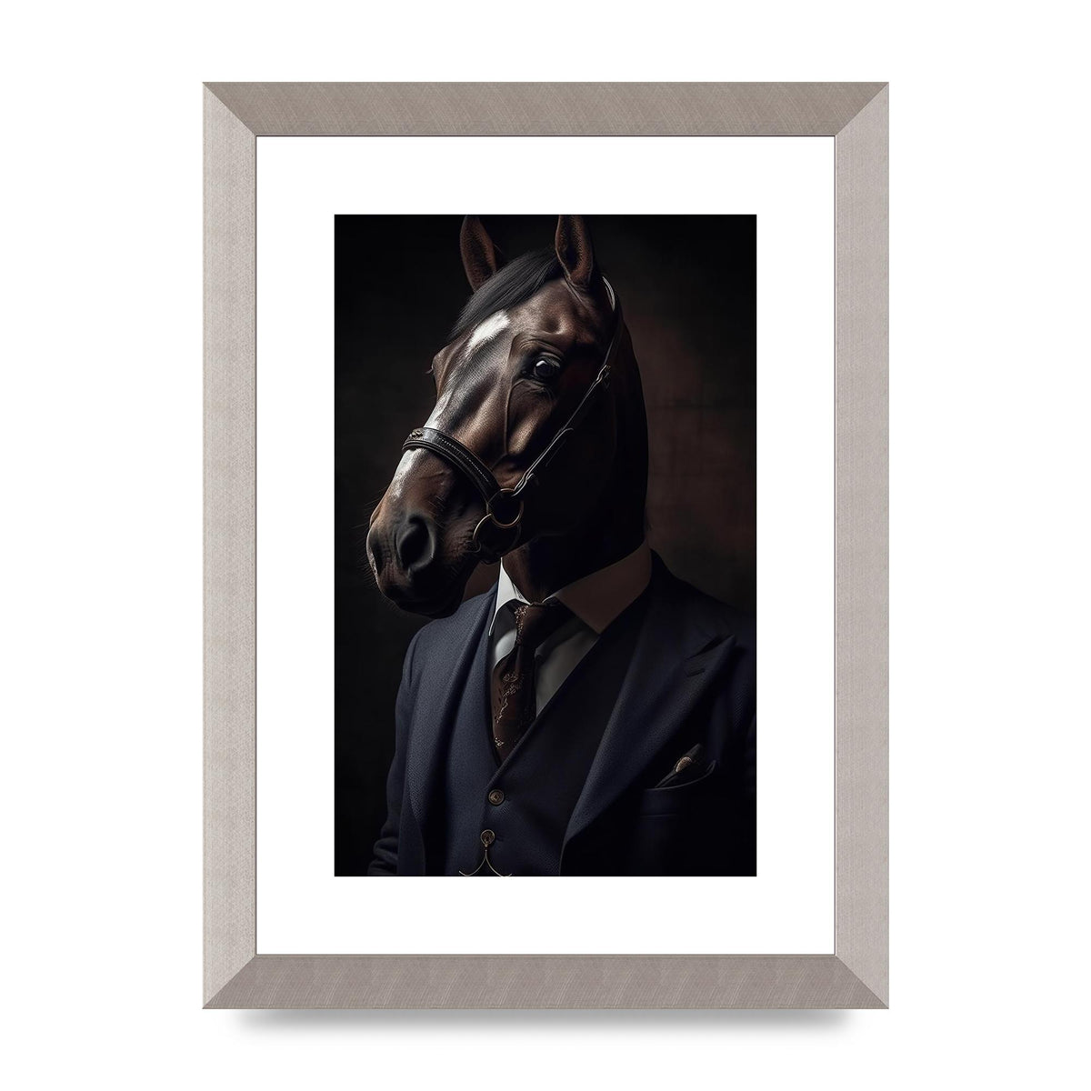 Sophisticated Horse Portrait in Blue Suit: Classy Animal Art