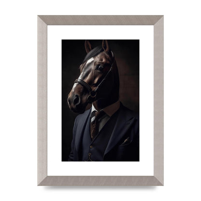 Sophisticated Horse Portrait in Blue Suit: Classy Animal Art