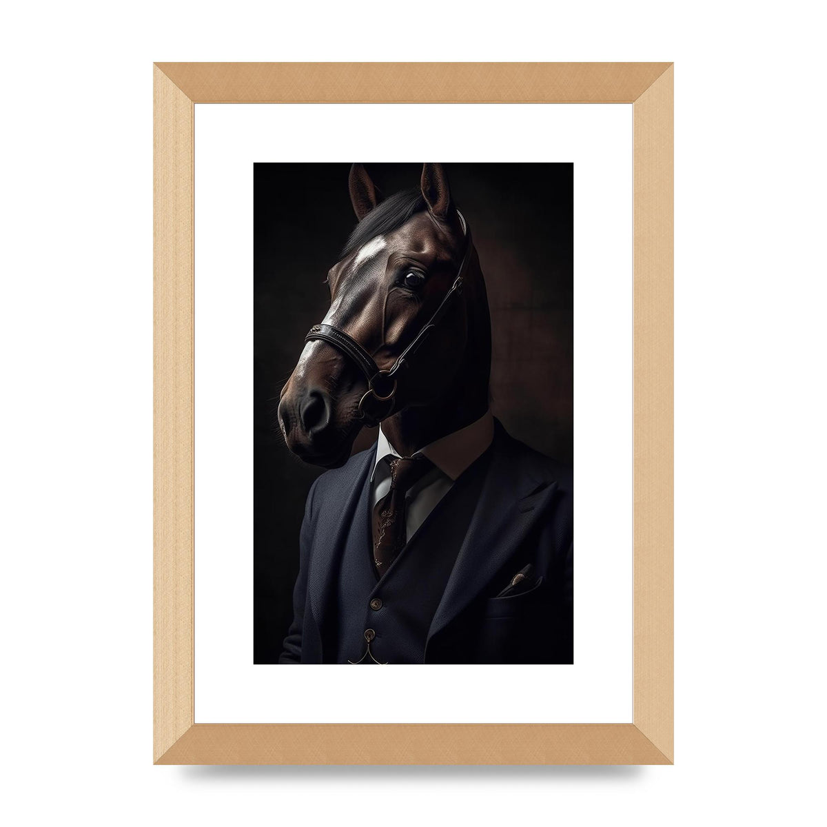 Sophisticated Horse Portrait in Blue Suit: Classy Animal Art