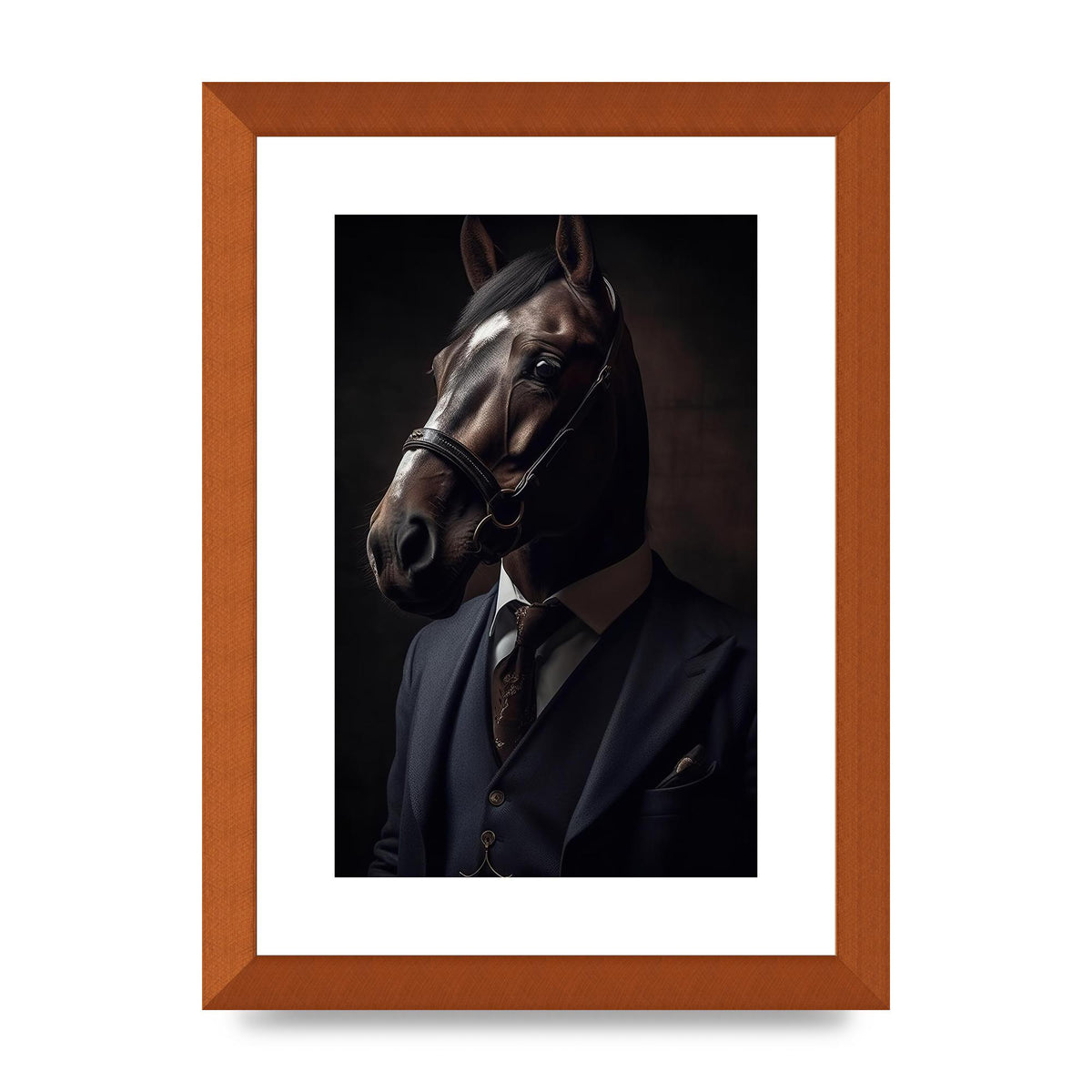 Sophisticated Horse Portrait in Blue Suit: Classy Animal Art