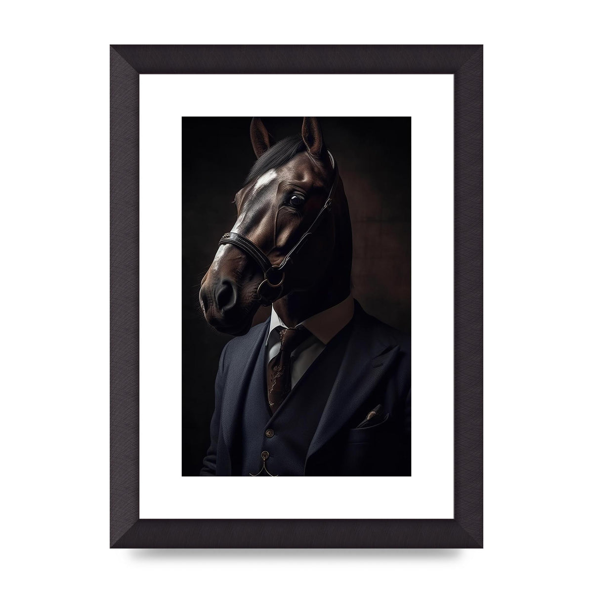 Sophisticated Horse Portrait in Blue Suit: Classy Animal Art