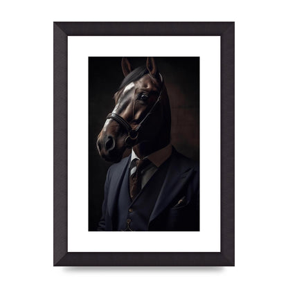 Sophisticated Horse Portrait in Blue Suit: Classy Animal Art