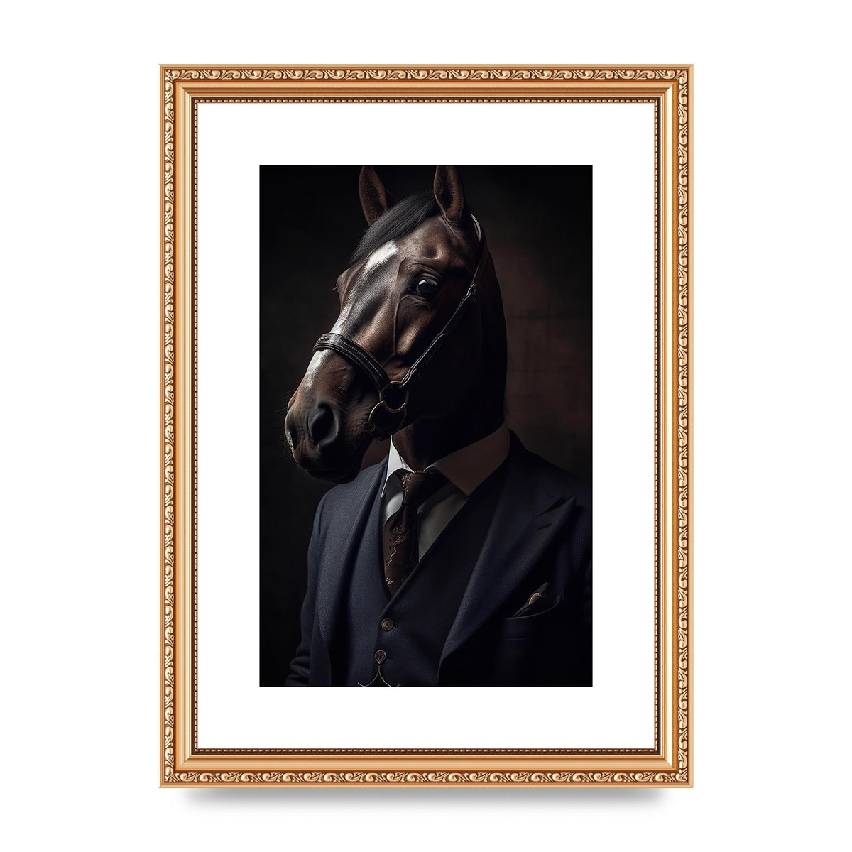 Sophisticated Horse Portrait in Blue Suit: Classy Animal Art