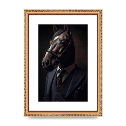 Sophisticated Horse Portrait in Blue Suit: Classy Animal Art
