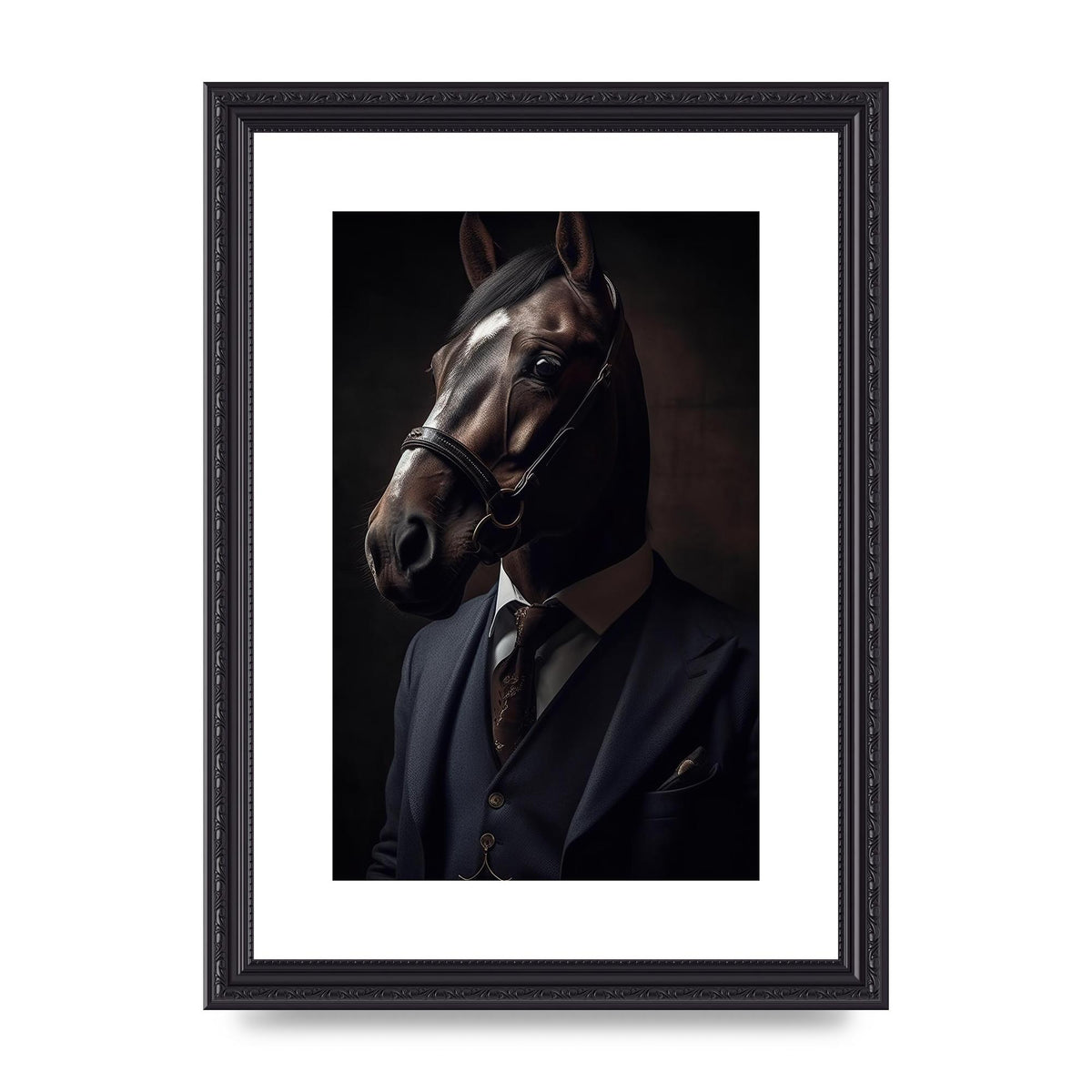 Sophisticated Horse Portrait in Blue Suit: Classy Animal Art
