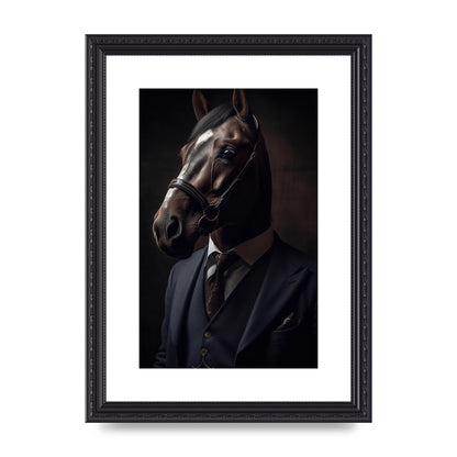 Sophisticated Horse Portrait in Blue Suit: Classy Animal Art