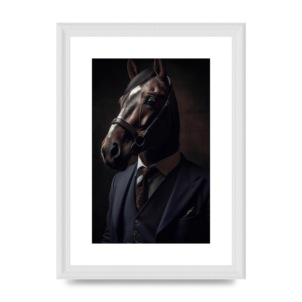 Sophisticated Horse Portrait in Blue Suit: Classy Animal Art