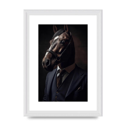 Sophisticated Horse Portrait in Blue Suit: Classy Animal Art
