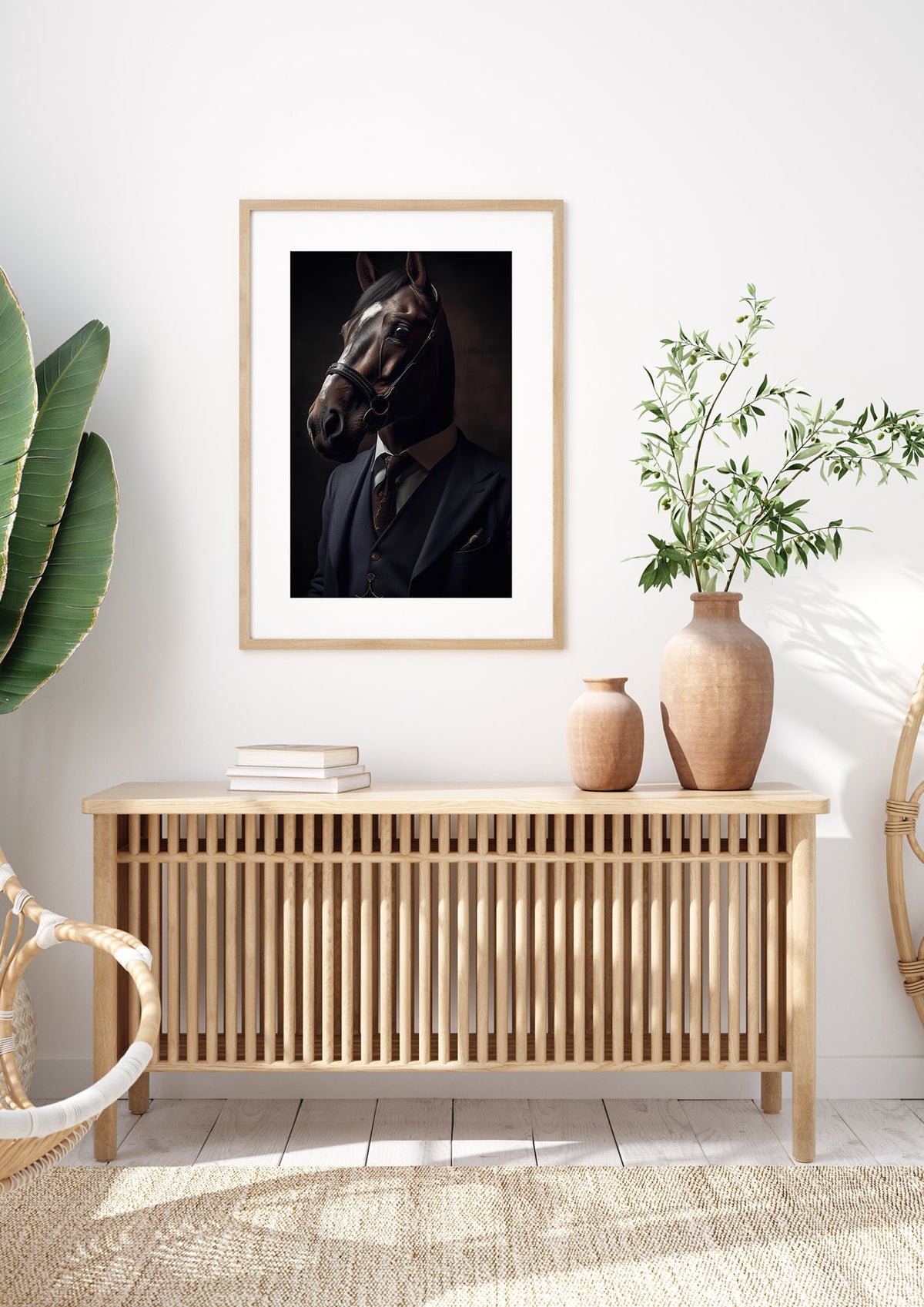Sophisticated Horse Portrait in Blue Suit: Classy Animal Art