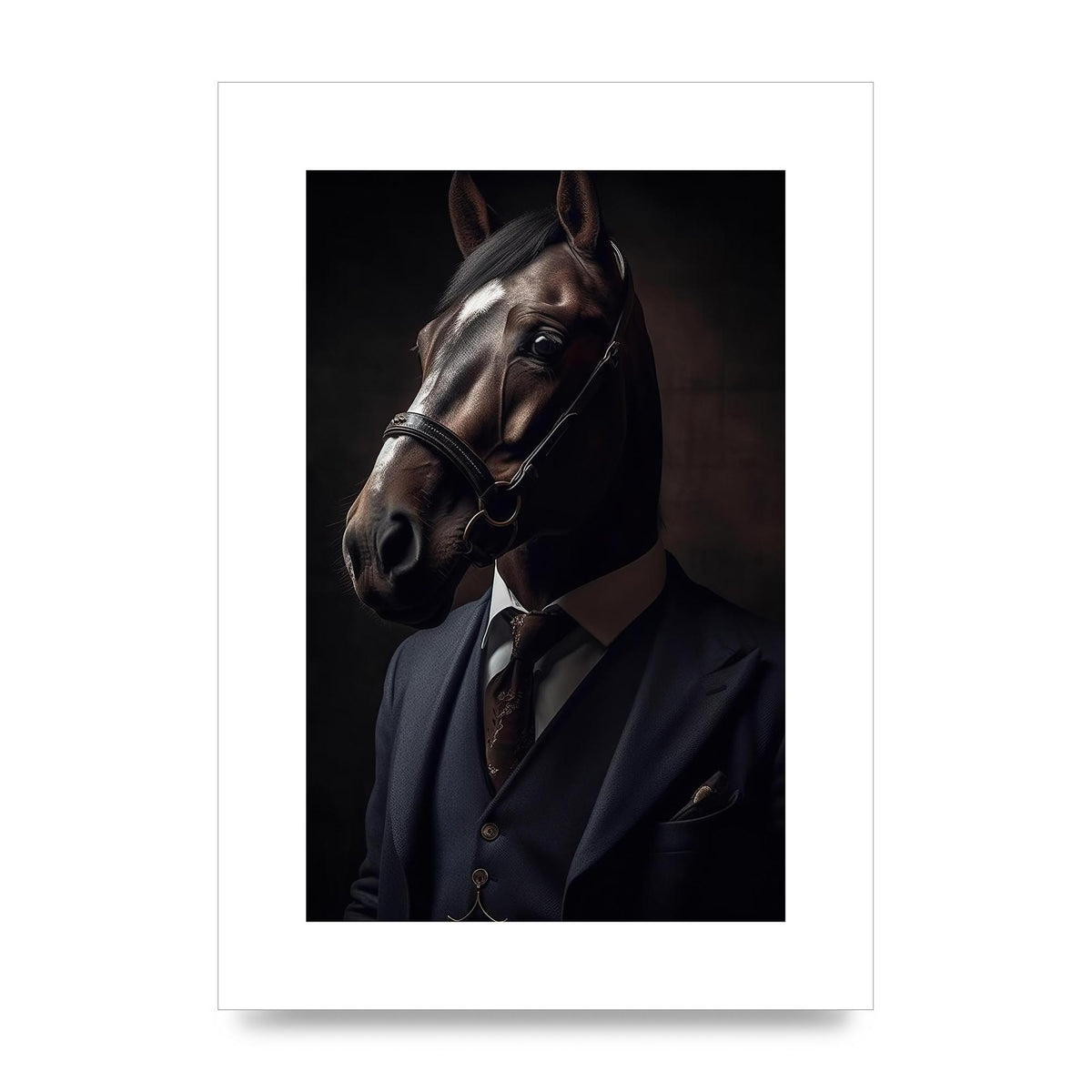 Sophisticated Horse Portrait in Blue Suit: Classy Animal Art