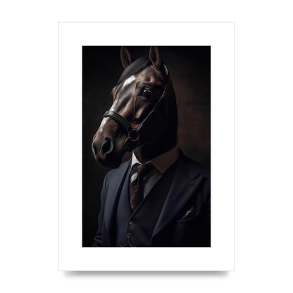 Sophisticated Horse Portrait in Blue Suit: Classy Animal Art