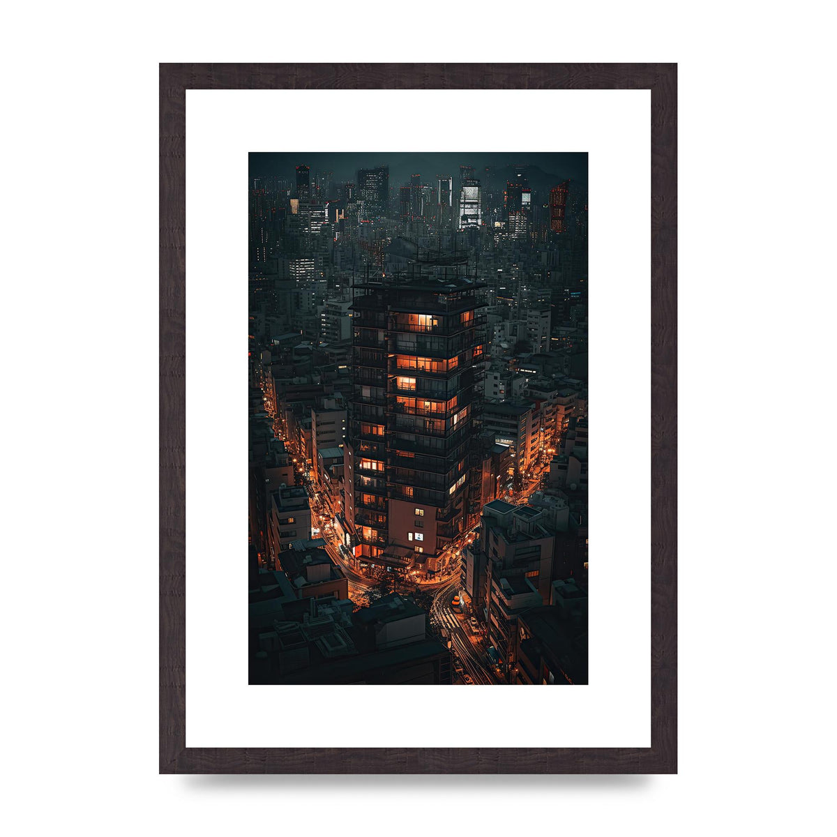 City Lights at Night: Captivating Urban Landscape Artwork