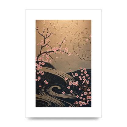 Tranquil Cherry Blossom Art: Serene Japanese Scenery