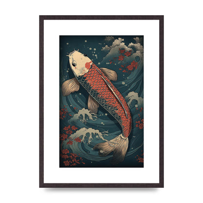 Koi Carp Swimming in Serene Waters Artwork