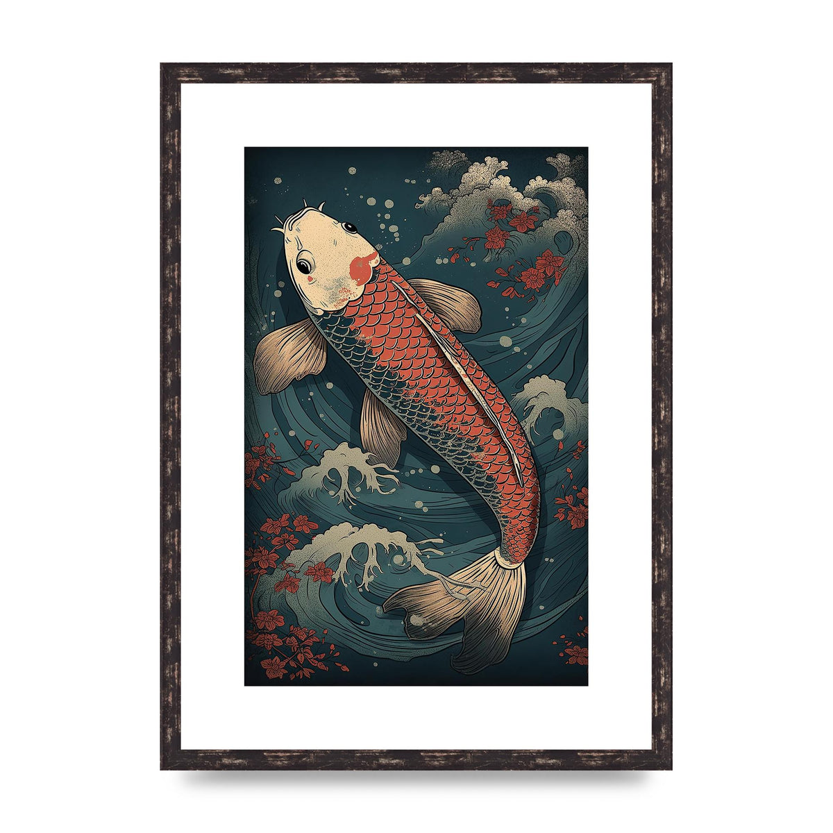 Koi Carp Swimming in Serene Waters Artwork