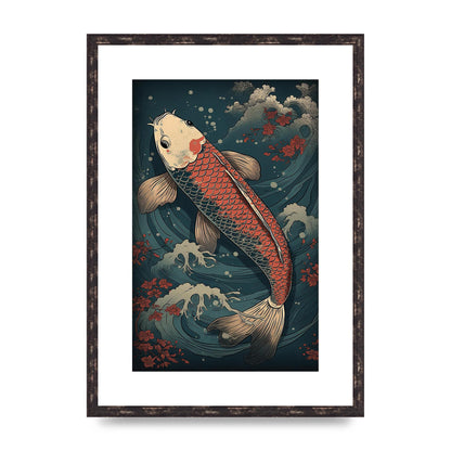 Koi Carp Swimming in Serene Waters Artwork