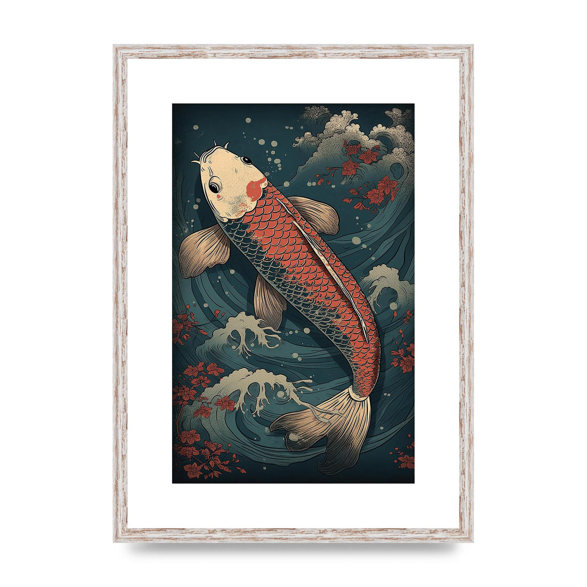 Koi Carp Swimming in Serene Waters Artwork