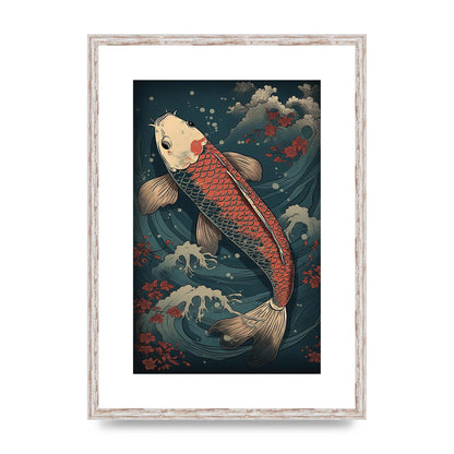 Koi Carp Swimming in Serene Waters Artwork
