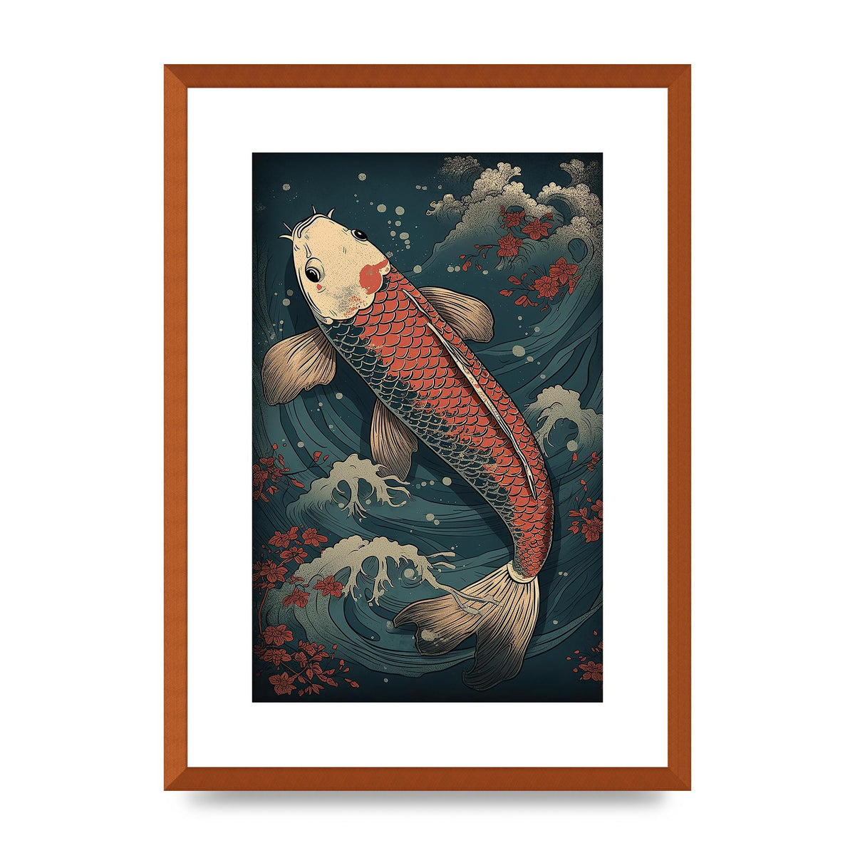 Koi Carp Swimming in Serene Waters Artwork