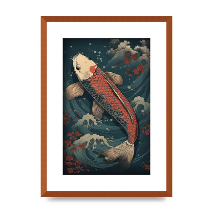 Koi Carp Swimming in Serene Waters Artwork