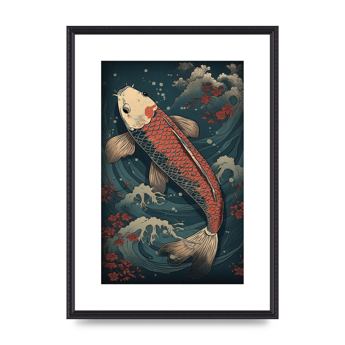 Koi Carp Swimming in Serene Waters Artwork