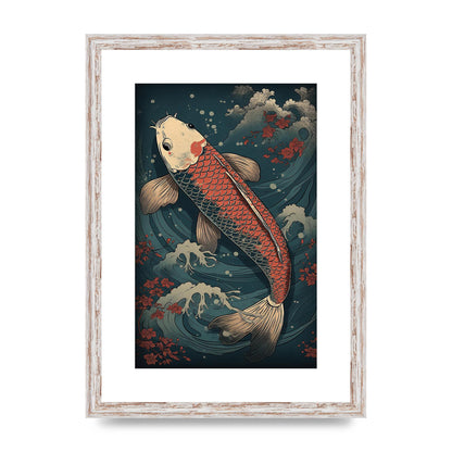 Koi Carp Swimming in Serene Waters Artwork