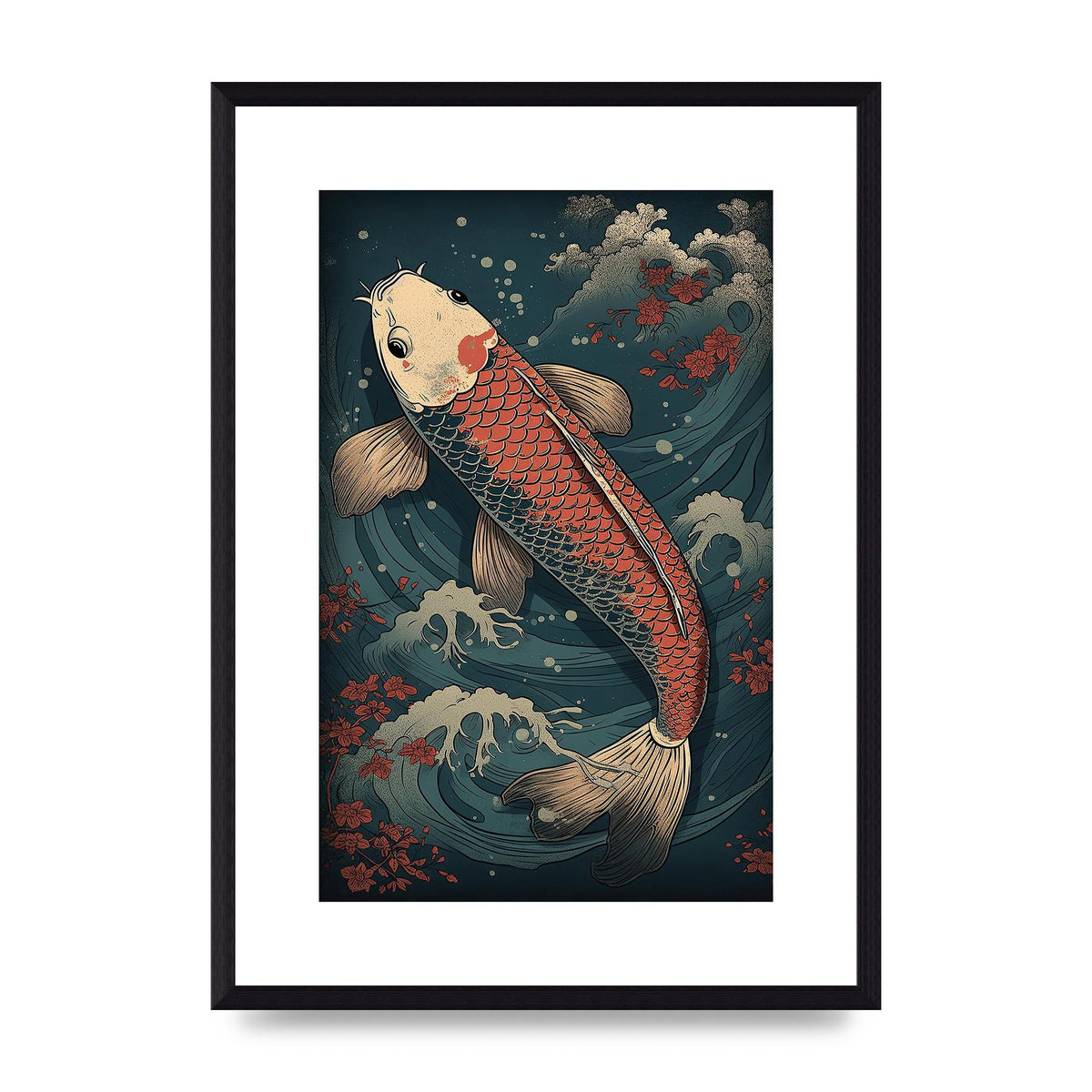 Koi Carp Swimming in Serene Waters Artwork