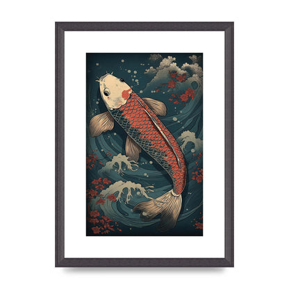 Koi Carp Swimming in Serene Waters Artwork