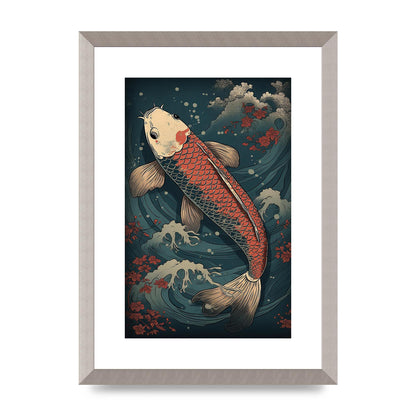 Koi Carp Swimming in Serene Waters Artwork