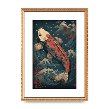 Koi Carp Swimming in Serene Waters Artwork